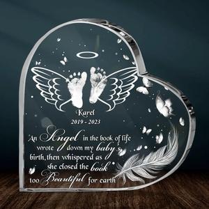 Custom Personalized Baby In Heaven Crystal Heart - Memorial Gift Idea for Mother's Day/Father's Day - An Angel In The Book Of Life Wrote Down My Baby's Birth Discount From China