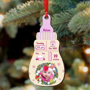 Personalized Newborn Baby Bottle Wooden Ornament - Custom Baby Photo - Gift Idea For Baby/ Christmas Sale Cheap Pice