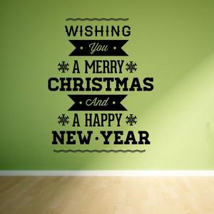 Wishing You Christmas and New Year Quote with Snowflakes Decal Cheap Sale Amazon