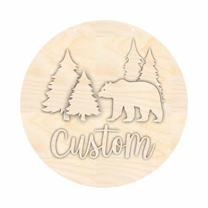 Unfinished Wood Custom Name Bear Door Sign Kit | Wood Craft Cutouts | 1/4" Thick | Outlet Factory Outlet
