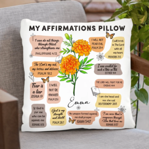 Custom Personalized Birth Month Flower Christian Bible Verse Affirmations Pillow Cover/ Quilt/ Fleece Throw Blanket - Christian Girl's Affirmation Gift Sale Cheap Pice