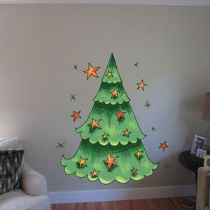 Shining Christmas Tree Printed Decal Clearance Big Sale