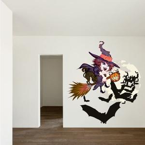 Young Witch with Bats Printed Die Cut Decal Discount Low Shipping Fee