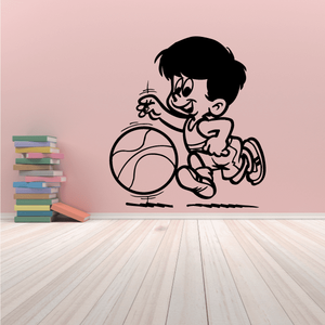 Basketball Young Boy Dribbling Decal Cheap Extremely