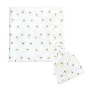 Dear Perli Bamboo Muslin Swaddle Blanket & Topknot Set - Into the Wild Busy Bees Tumblr Cheap Pice