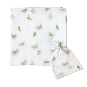Dear Perli Bamboo Muslin Swaddle Blanket & Topknot Set - Gingham Butterflies Outlet Store Locations