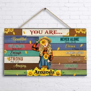 Custom Personalized Sunflower Girl Door Sign - Gift For Best Friend/Sister - You Are Beautiful - AJXGZC Best Seller For Sale