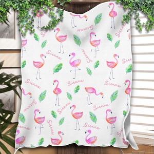 Pink Flamingo Baby Blanket, Personalized Baby Blanket Gift, Toddler Blanket, Baby Shower Gift Cheap Sale Inexpensive