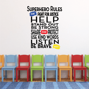 Super Hero Rules Word Collage Decal Free Shipping Purchase