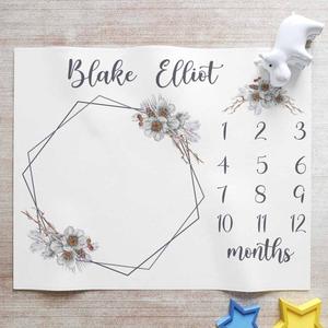 Winter Floral Baby Girl Milestone Blanket, Personalized Monthly Nursery Baby Girl Blanket - GreatestCustom Buy Cheap Wide Range Of