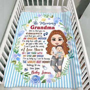Hi Mommy Grandma Told Me That You Are Awesome Custom Blanket For New Baby Mom Colorful Floral Blanket Gift Mother's Day Gift H2511 Buy Cheap Visit New