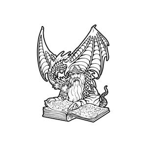 Reading Wizard with Dragon Familiar Decal Sale Top Quality