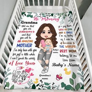 Hi Mommy Grandma Told Me Personalized Blanket - New Mom Gift From Grandma And Baby Online Online Original