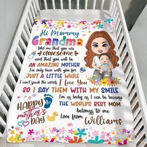Hi Mommy Grandma Told Me That You Are Awesome Custom Blanket For New Baby Mom Colorful Floral Blanket Gift Mother's Day Gift H2511 Free Shipping Big Sale