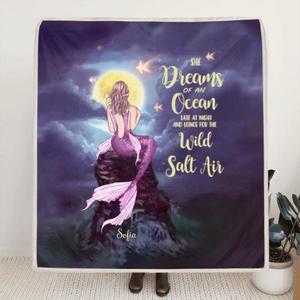 Custom Personalized Mermaid Girl Fleece/Quilt Blanket - Gift for Girls, Mermaid lovers Free Shipping Big Sale