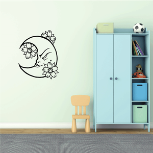 Girl Moon with Flowers Decal Free Shipping For Sale