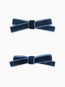 Navy Small Bow Velvet Girl Clips Set 2 Cheap Exclusive