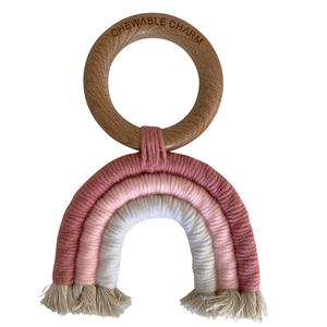 Chewable Charm - Rainbow Macrame Teether- Rose   Blush Outlet Pices