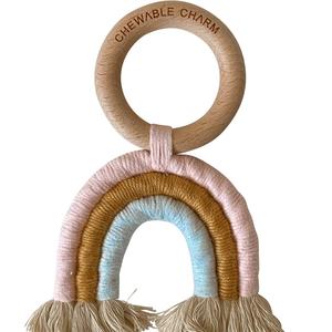 Chewable Charm - Rainbow Macrame Teether- Light Pink   Light Blue Buy Cheap With Paypal