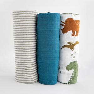 Cotton Muslin Swaddle Blanket Set - Dino Friends Clearance Buy