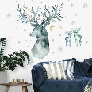 Watercolor Winter Deer Peel and Stick Giant Wall Decals Pick A Best Sale Online
