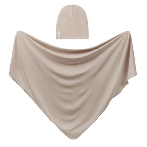 Ely's & Co - Tan Modal Swaddle & Beanie Set in Gift Box Discount Reliable