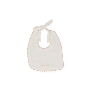 Edged white/blush muslin bib by Lilette Outlet With Credit Card