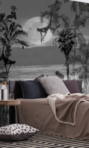Black & White Climbing Monkeys at Night Mural M9981 Low Cost Cheap Pice