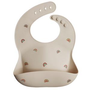 Mushie Silicone Baby Bib - Rainbows Cheap Sale