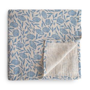 Mushie Organic Cotton Muslin Baby Swaddle- Blue Flowers Get Authentic Cheap Pice