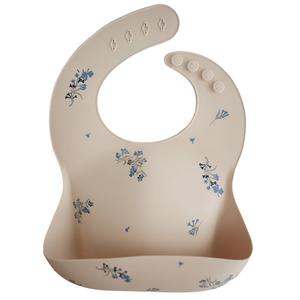 Mushie Silicone Baby Bib - Lilac Flowers Outlet Brand New Unisex