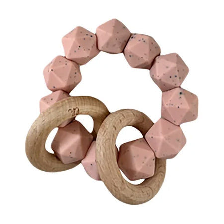 Abby Teething Rattle - Dusty Pink Speckle Sale Top Quality