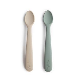 Mushie Silicone Feeding Spoons (2-Pack) - Cambridge Blue/Shifting Sand Clearance Choice