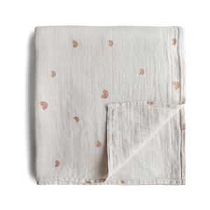 Mushie Organic Cotton Muslin Baby Swaddle - Rainbows Low Pice Fee Shipping Online