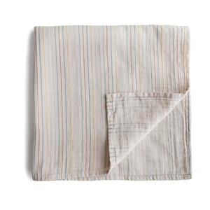Mushie Organic Cotton Muslin Baby Swaddle - Retro Stripes Outlet Store For Sale