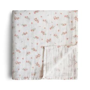 Mushie Organic Cotton Muslin Baby Swaddle - Pink Flowers Online Online Original
