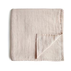 Mushie Organic Cotton Muslin Baby Swaddle - Caramel Polka Dots Real Online