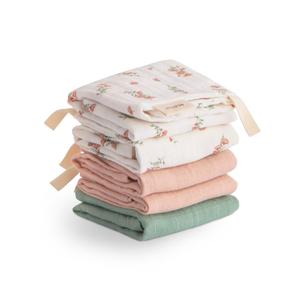 Mushie Muslin Cotton Washcloth 5-Pack - Pink Flowers Combo Discount Reliable