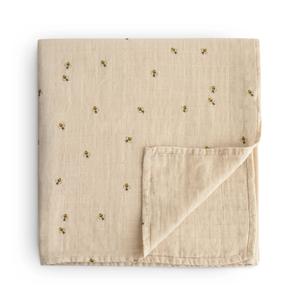 Mushie Organic Cotton Muslin Baby Swaddle- Bees Cheap 100% Authentic