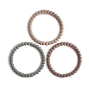 Mushie Pearl Teething Bracelet 3-Pack Clary Sage/Tuscany/Desert Sand 2025 New Cheap Pice