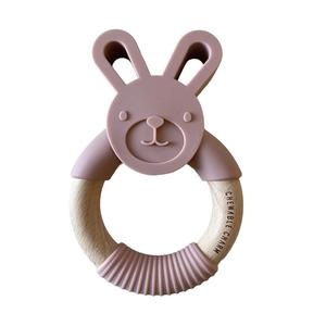 Chewable Charm - Bunny Silicone   Wood Teether - Rose Outlet Low Pice