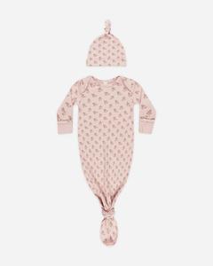 Knotted Baby Gown   Hat Set || Roses Online Online Clearance