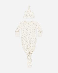 Knotted Baby Gown   Hat Set || Fleur 2025 Unisex Online