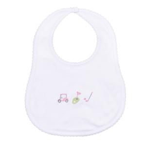 Tiny Tee Time Embroidered Bib | Pink Get Authentic Cheap Online