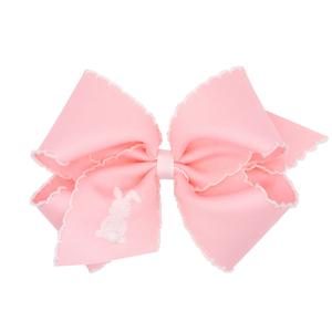 King Embroidered Grosgrain Bow | Pink/White Bunny Discount Best Place