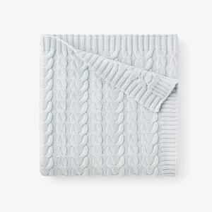 Horseshoe Cable Knit Baby Blanket | Pale Blue Cheap Sale 2025 Unisex