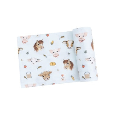 Angel Dear - Vintage Animal Faces Blue Swaddle Blanket Inexpensive Cheap Online