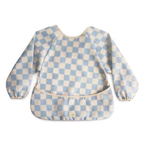 Mushie Long Sleeve Bib - Blue Check Sale 2025 New