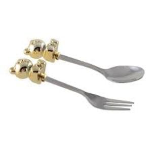 Teddy Bear Spoon & Fork Set With Credit Card For Sale