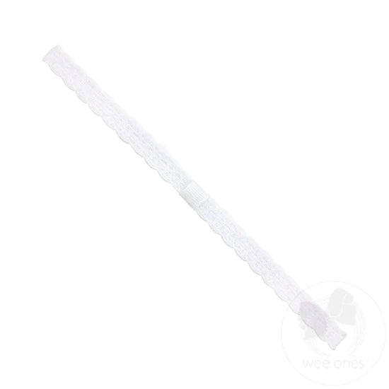 Add-a-Bow Narrow White Lace Girls Baby Band | White Low Shipping Cheap Pice